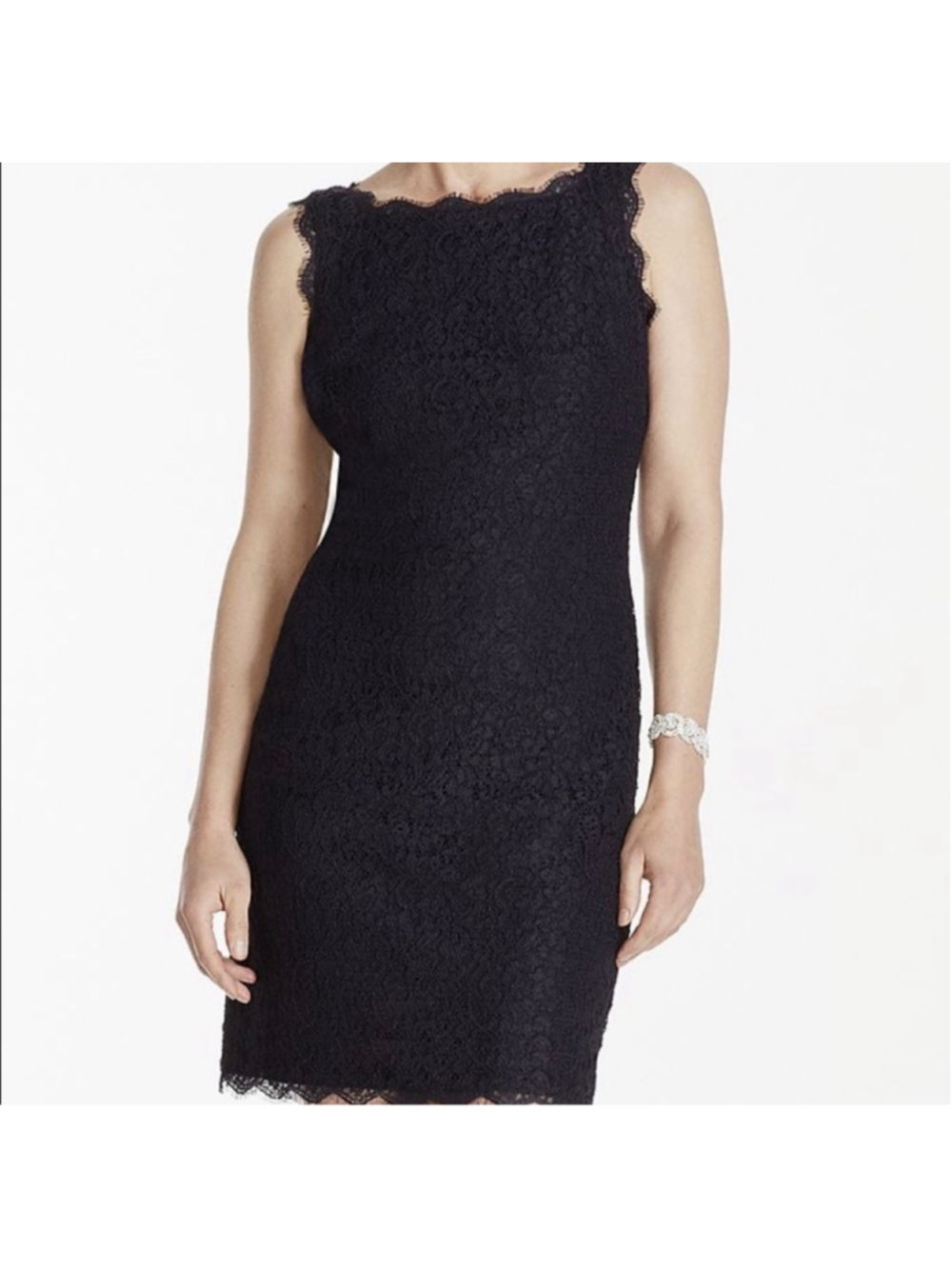 Adrianna Papell Women Black Laced Sleeveless Shift Cocktail Mini Dress Size US 4